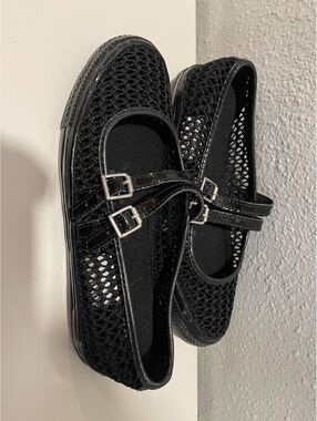 Converse Women's Black Mesh Mary Jane Flats Size 8